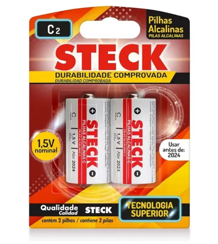 Pilha Alcalina 1.5V Tipo C  Steck (VENCIDAS 24) 5pack c/2