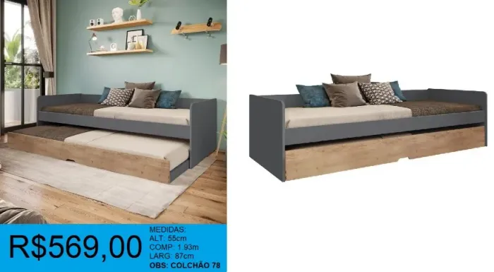 cama de solteiro com auxiliar - temos a pronta entrega
