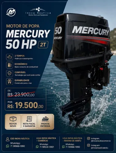 Mercury 50HP 2Tempos - Motor de Popa Novo 