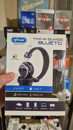 Fone bluetooth, mp3, rádio, Knup, novo, lacrado, com garantia!