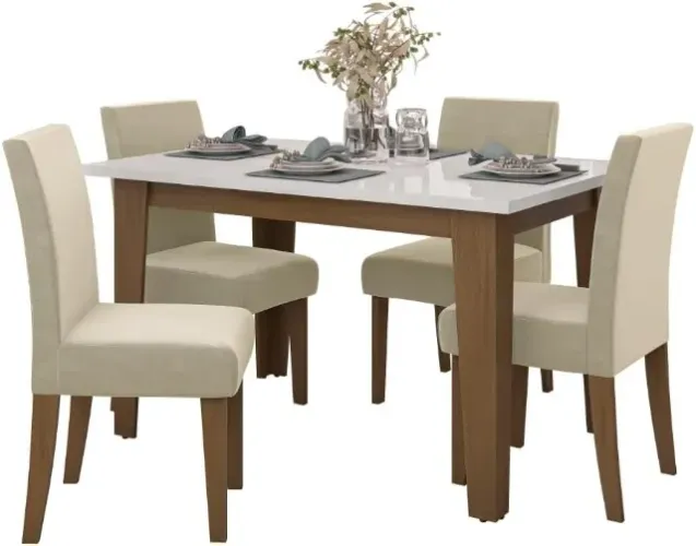Mesa Tok Com 4 Cadeiras Off-White