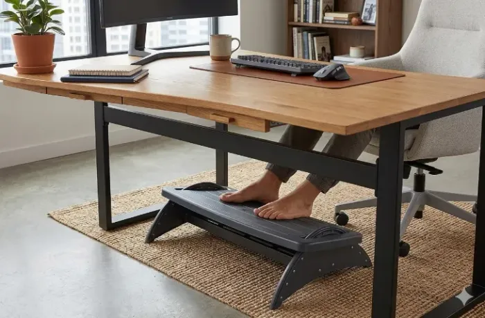 Apoio De Pés Ergonômico Regulavel Nr-17 Preto Descansa Pés