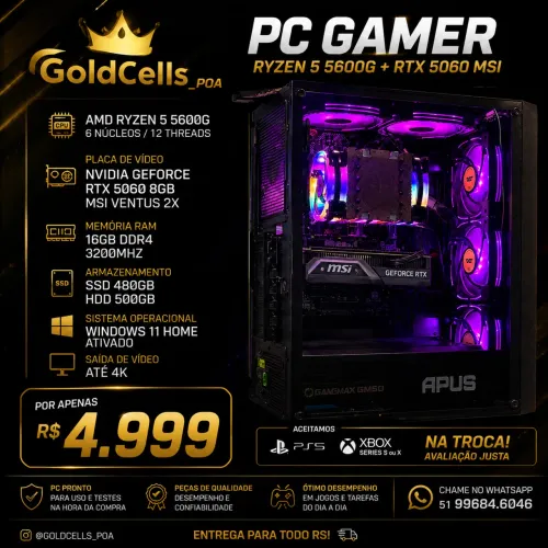 PC gamer ryzen + 5060 nova