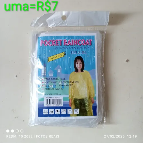 3 capas de chuva unissex. De Laranjeiras p/ Brasil