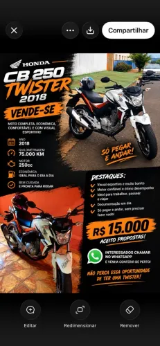 Honda CB Twister/flexone 250cc 2018