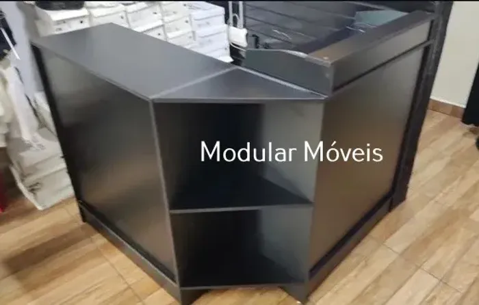 Balcão Caixa em L + Balcão Atendimento - Preto