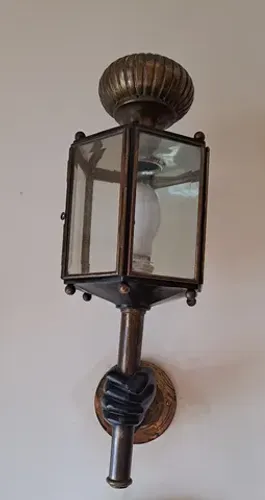 Luminária arandela belíssima art deco bronze vidros bisotados