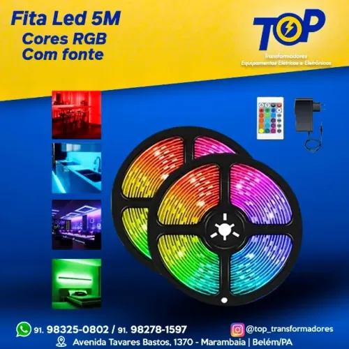 fita led rgb 5050 + fonte 12v para decoração