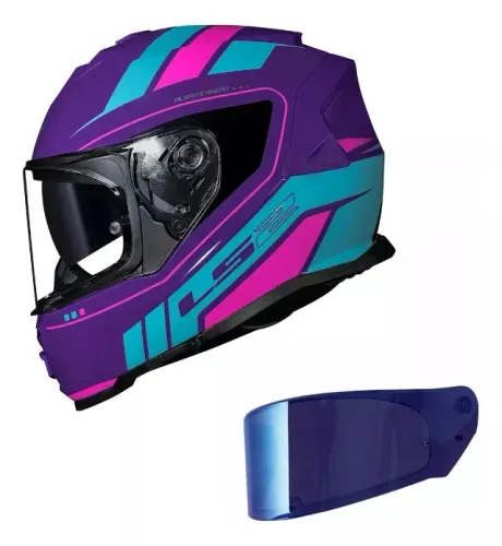 Capacete LS2 FF800 STORM FIST Roxo Azul Brilhante + Viseira Azul Iridium