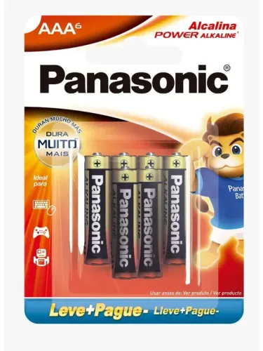 Kit Cartela 6 Pilha AAA Palito LR03 Alcalina Panasonic