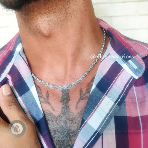 Cordão Baiano Masculino cor Prata