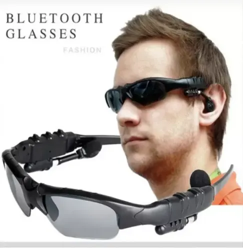 Fone de ouvido estéreo sem fio com microfone e óculos