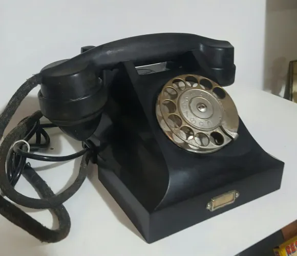 Telefone antigo de disco dourado fio de CORDA  ORIGINAL  3KG RELÍQUIA 