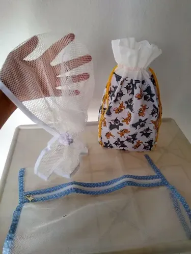 Kit touca e saquinho organizador