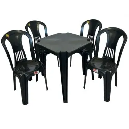 Conjunto de 1 Mesa com 4 Cadeiras sem Braço Itacimirim PRETO