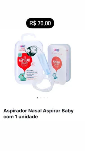 Aspirador Nasal Aspirar Baby com 1 unidade , novo R$70,00