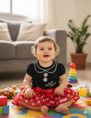 Vestido body Minnie Mouse Bebê 9 a 12 Meses
