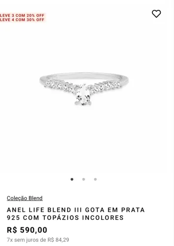 vivara anel life blend em gota prata 