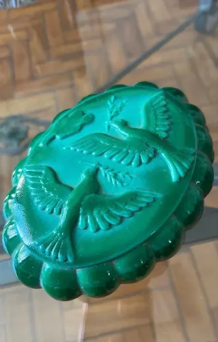 Raro porta joias em Cristal MALAQUITA
