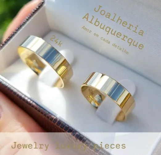 PAR DE ALIANÇAS BANHADAS A OURO 24KILATES