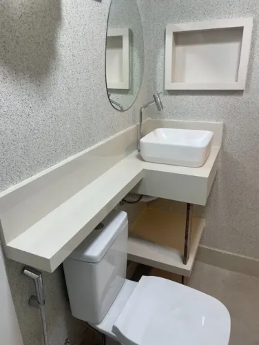 Lavatório em Porcelanato com Prateleira - Sob Medida e Estiloso!