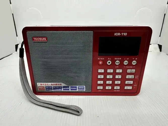 Rádio Receptor Gravador Tecsun Icr-110 Bateria Am Fm Vermelho 3.7v (Usado)
