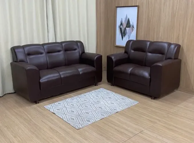 Conjunto de Sofá 2 e 3 Lugares Corino Marrom