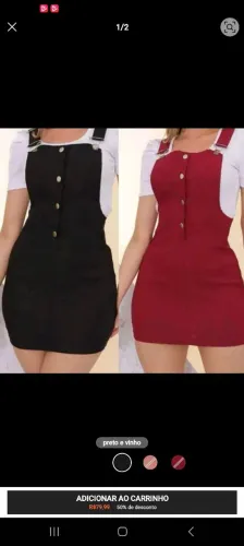 Kit 2 jardineira bengalina feminina com botão 