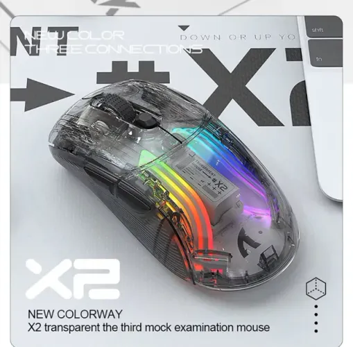 Mouse Sem Fio Attack Shark X2, Tri-Mode, PAW3212, 2400dpi, 800mAh, Gamer, RGB, PC [Novo]