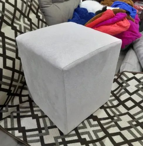 Puff Quadrado 37x35x35 Veludo Suede Frete Grátis - 10x S/ Juros - Receba Hoje !!!