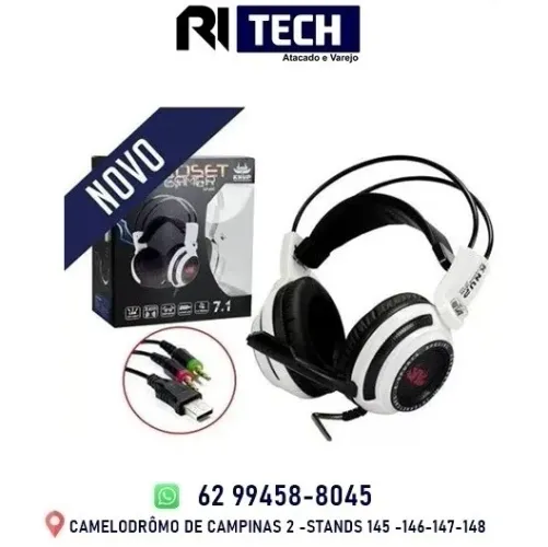 Fone Headset Gamer com Microfone 7.1 Plug P2/P3 - Knup Kp-400