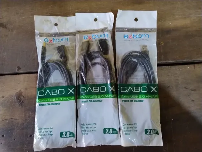 Kit Cabo Usb 2.0 Extensor 02 e 03 Metros Macho Fêmea