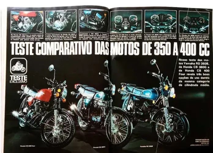 Revista Quatro Rodas - Yamaha RD 350 x Honda CB 360 x CB 400 1976