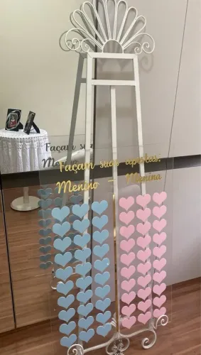Painel para chá Revelacao + suporte em metal - Menino ou Menina