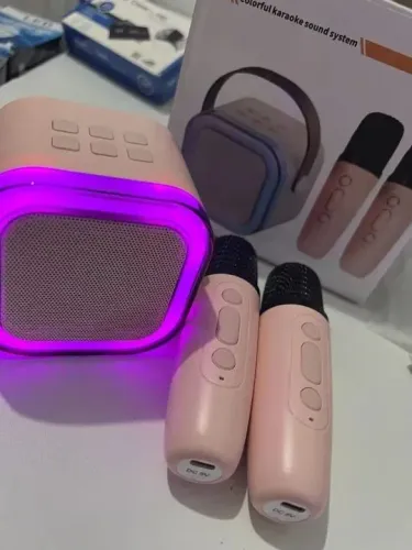 Caixa de Som Karaokê Portátil Rgb, Microfone/efeito de Voz