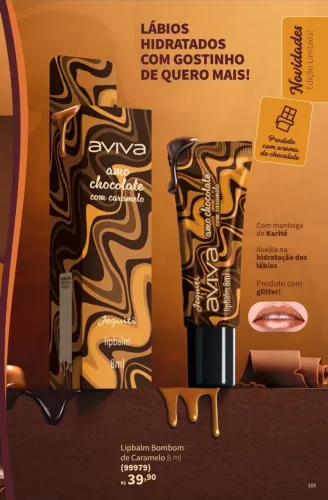 Lipbalm Labial EU Amo " Chocolate com Caramelo " 8ml Jequiti 