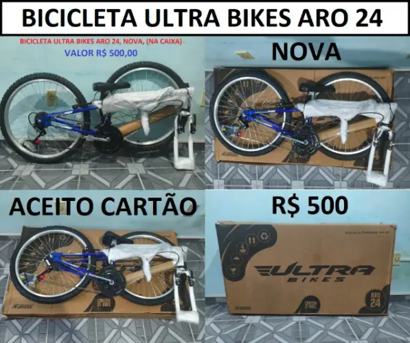 Bicicleta Azul Aro 24 Nova na caixa