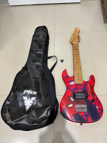 Guitarra Infantil PHX Marvel Homem Aranha + Capa + Palheta
