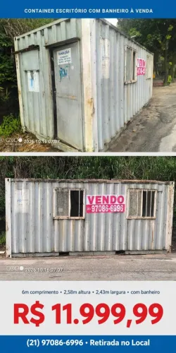 Contêiner 20 pés escritório com banheiro inteiro