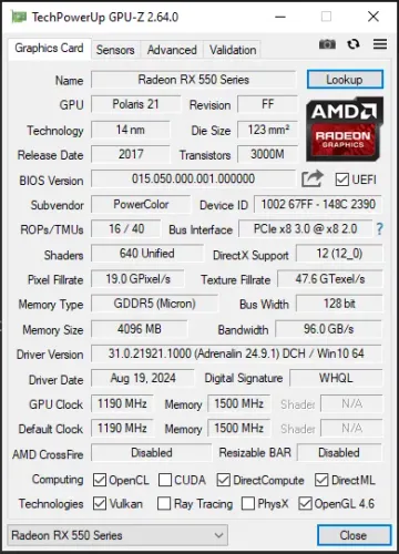 RX 550 4gb gDDR5 ( leia descrição )
