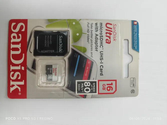 Cartão de memória micro SD 16gb classe 10 80 MB/s