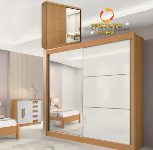 Guarda-Roupa Orion Lux 2 Portas de Correr Cinamomo com Off White
