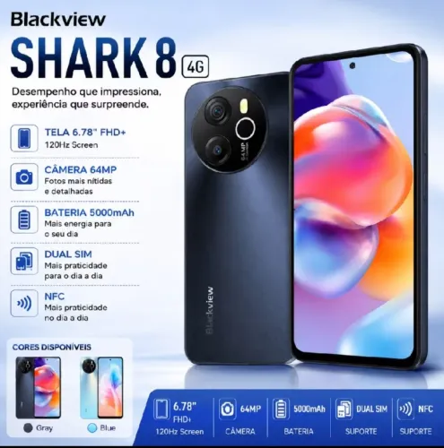 Blackview Shark 8 128GB 4G - Preto - NOVO E LACRADO