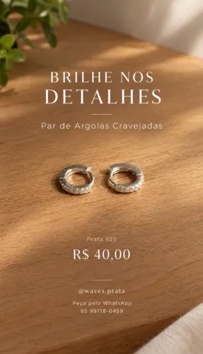 Par de Argolas Cravejadas Prata 925