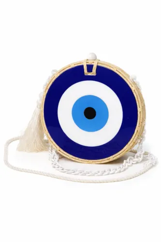 Bolsa de Palha Olho Grego Artesanal com Alça de Cordão - Estilo Praia & Verão