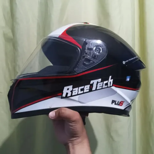 Capacete Race Tech Branco/ Vermelho N° 56