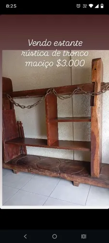 Vendo estante rústica de tronco maciço 