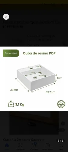 Cuba Quadrada Pia Banheiro 0,34x0,34cm