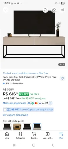 Rack industrial Black off White por apenas 280 reais