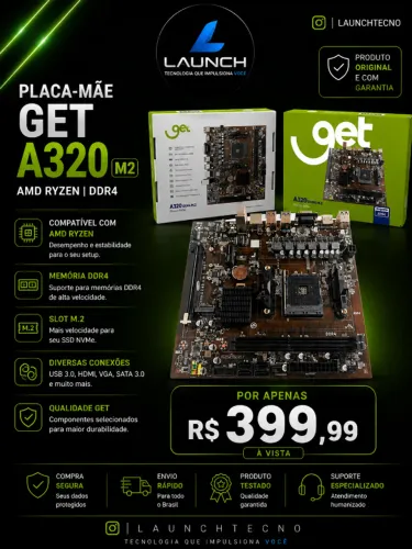 Placa-Mãe Get A320 M2 AMD Ryzen DDR4